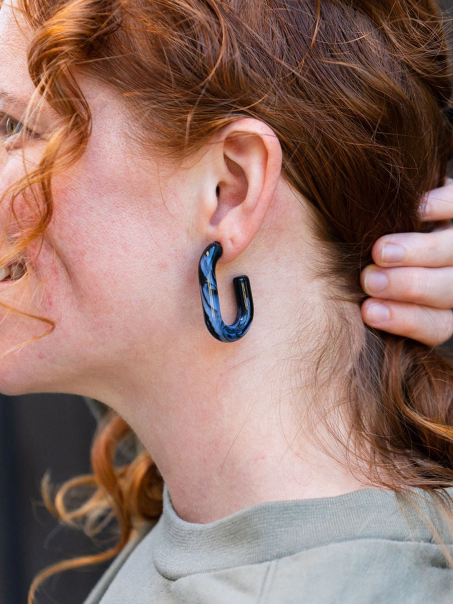 Joanna Chunky Oval Hoops - Black Multi