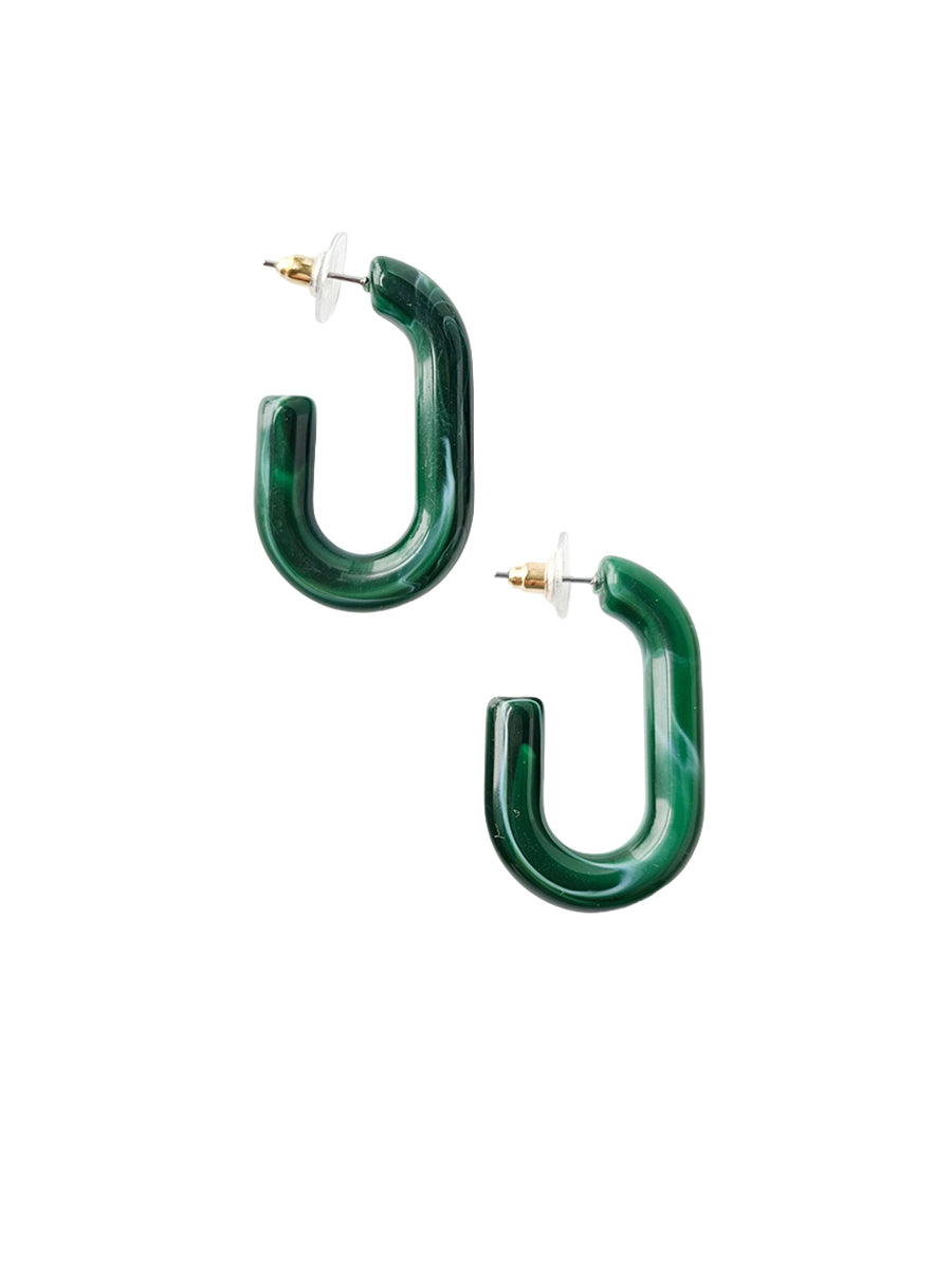 Joanna Chunky Oval Hoops - Forest Green Multi