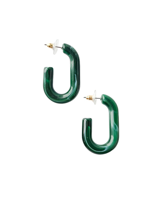 Joanna Chunky Oval Hoops - Forest Green Multi