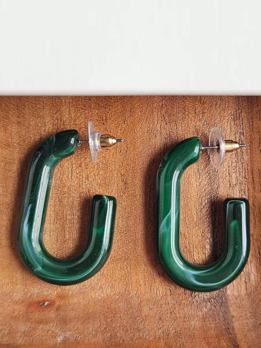 Joanna Chunky Oval Hoops - Forest Green Multi