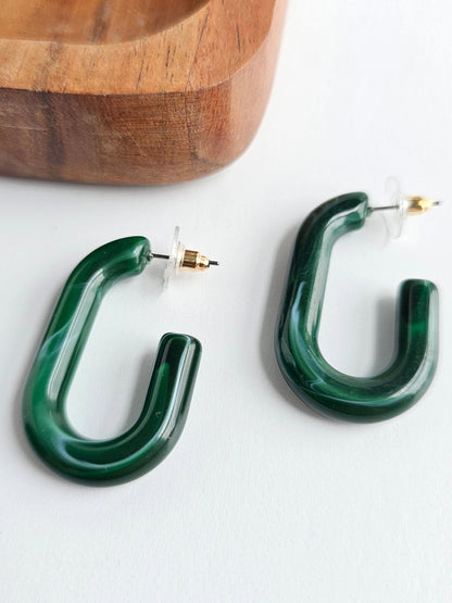 Joanna Chunky Oval Hoops - Forest Green Multi