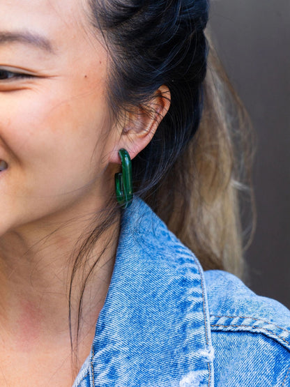 Joanna Chunky Oval Hoops - Forest Green Multi