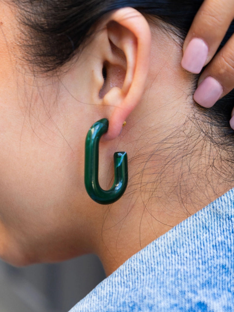 Joanna Chunky Oval Hoops - Forest Green Multi