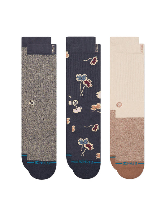 Botanical Bliss Crew Sock 3-Pack - Navy