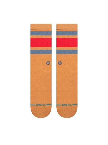 Boyd Stripe Crew Socks - Tan-Brown