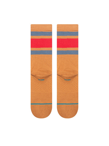 Boyd Stripe Crew Socks - Tan-Brown