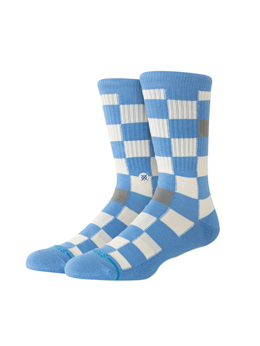 Chef Check Crew Socks - Capri Blue