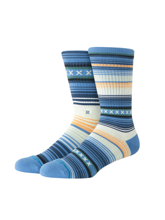 Curren Stripe Crew Socks - Capri Blue