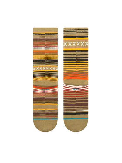 Curren Stripe Crew Socks - Chive