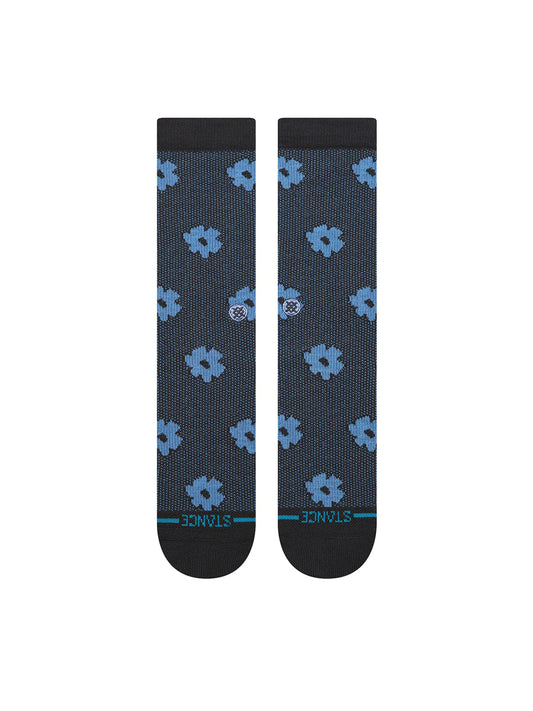Digital Daisy Crew Socks - Black