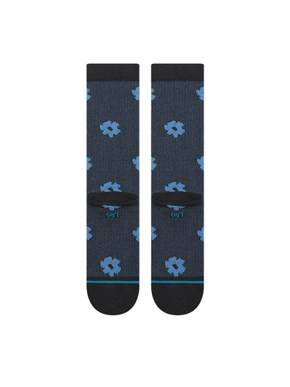 Digital Daisy Crew Socks - Black