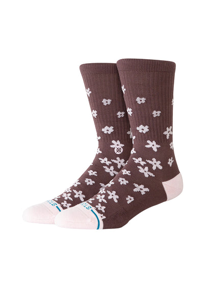 Floral Dreams Crew Socks - Brown