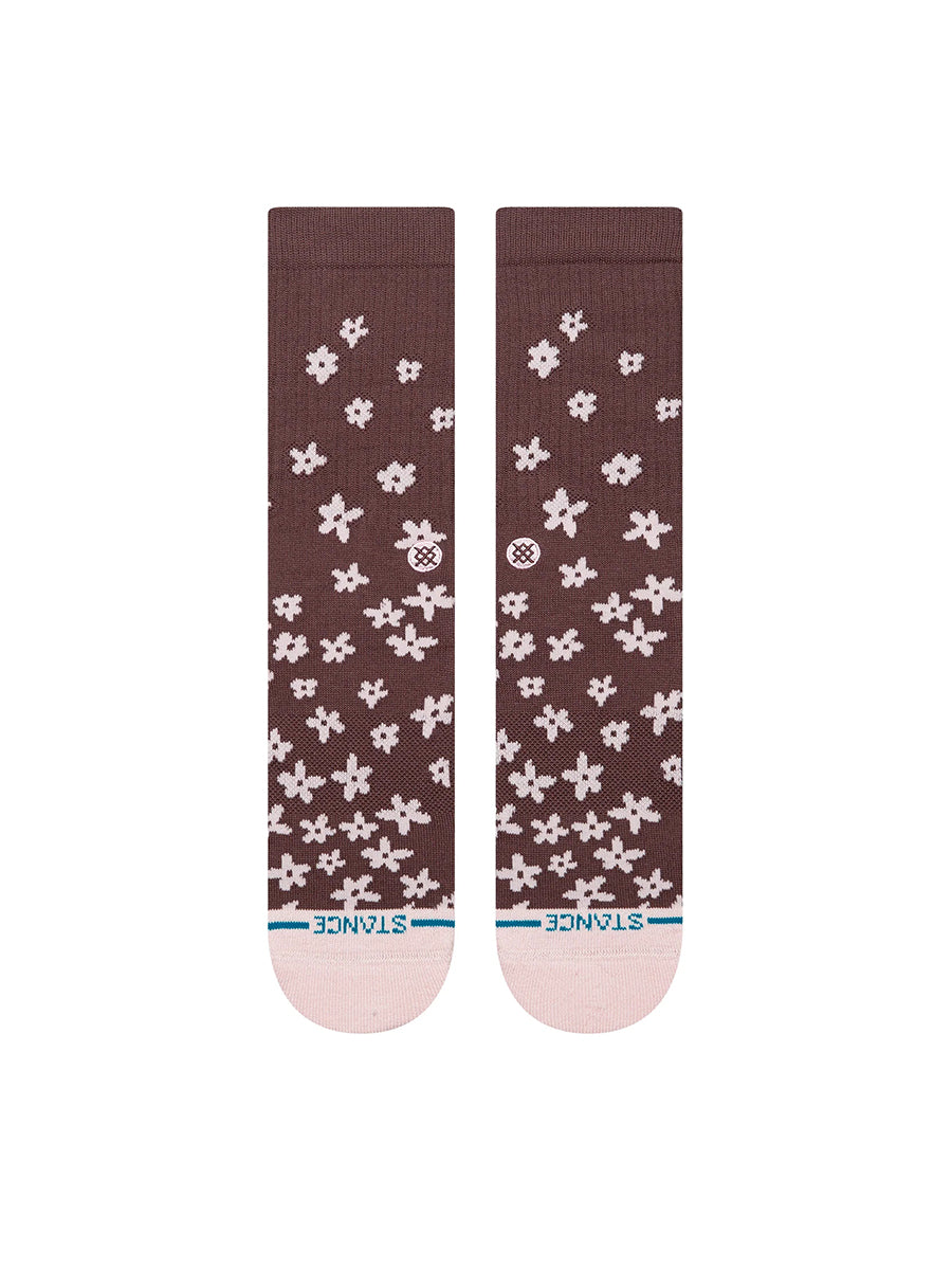 Floral Dreams Crew Socks - Brown