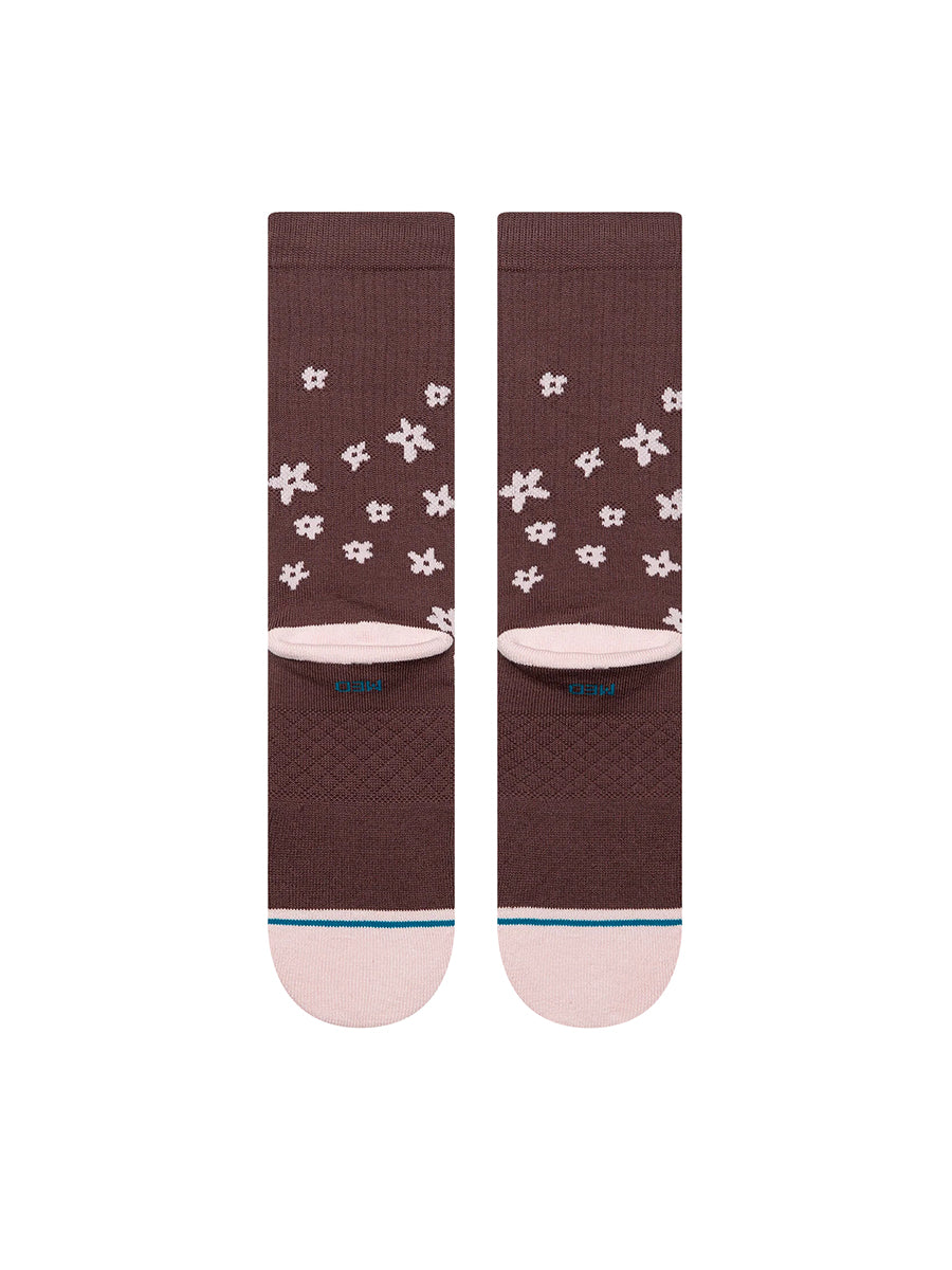 Floral Dreams Crew Socks - Brown