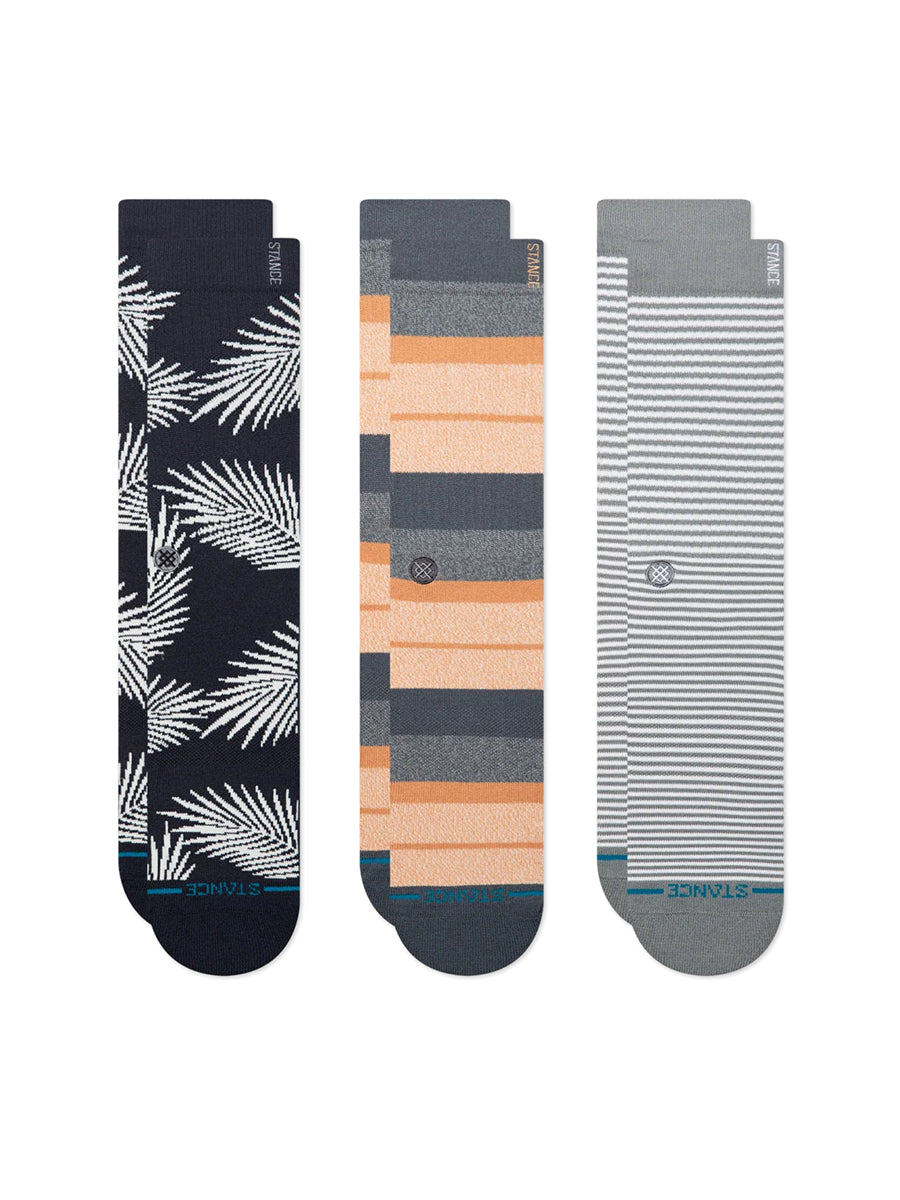 Frond Crew Socks 3-Pack - Navy