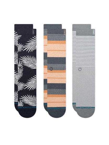 Frond Crew Socks 3-Pack - Navy