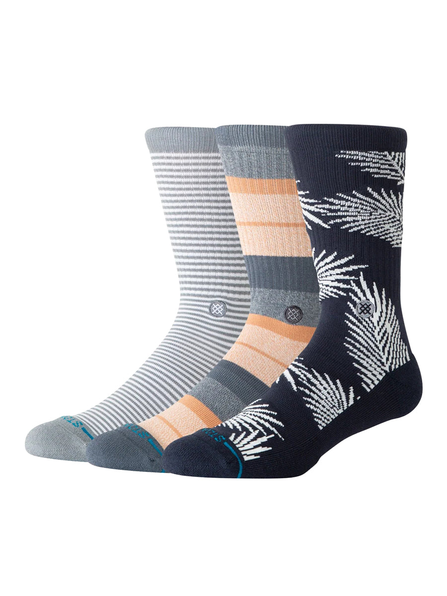 Frond Crew Socks 3-Pack - Navy
