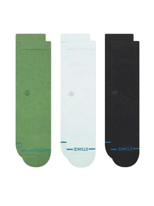 Icon Crew Socks 3-Pack - Green, Mint, & Black