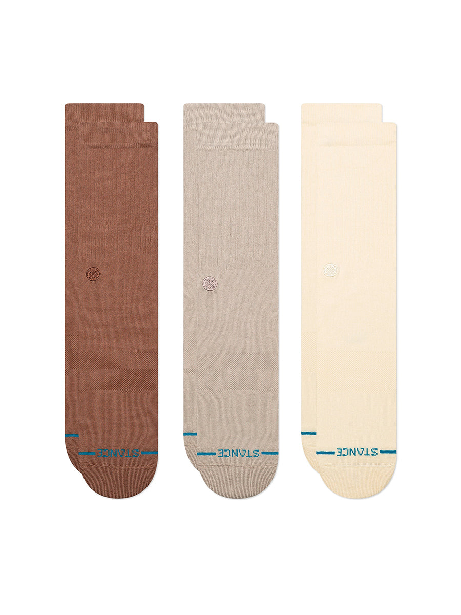 Icon Crew Sock 3-Pack - Brown