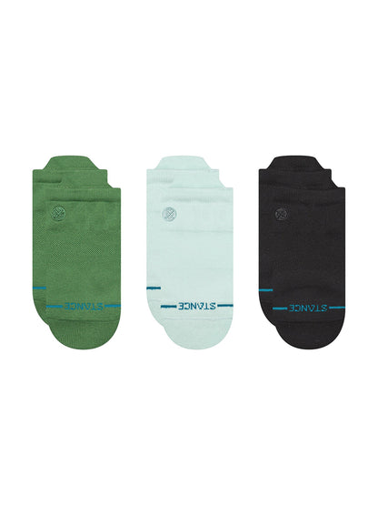 Icon Low Tab 3-Pack Socks - Green, Mint, & Black