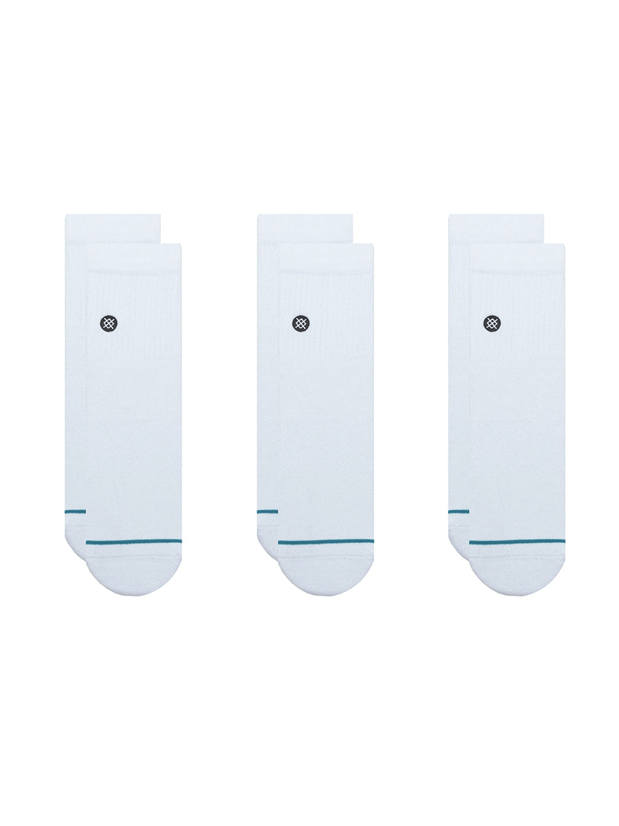 Icon 3-Pack Quarter Socks - White