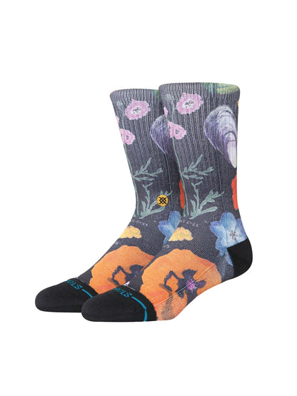 Lucias Floral Crew Socks - Black