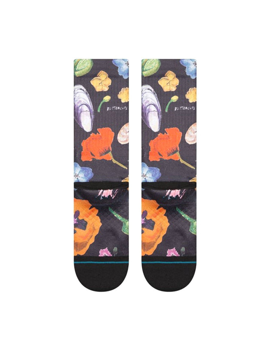 Lucias Floral Crew Socks - Black