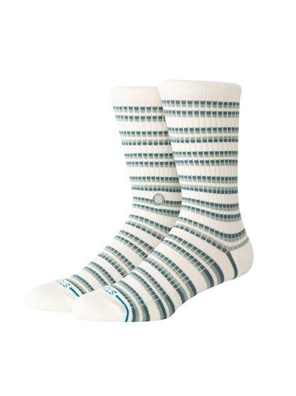 Multi-Striped Ribbed Crew Socks - Iceberg