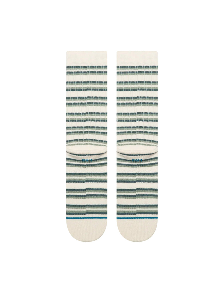 Multi-Striped Ribbed Crew Socks - Iceberg