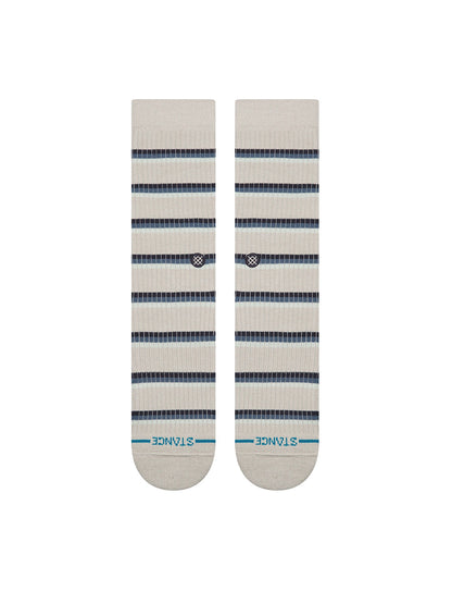 Multi-Striped Ribbed Crew Socks - Grey