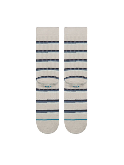 Multi-Striped Ribbed Crew Socks - Grey