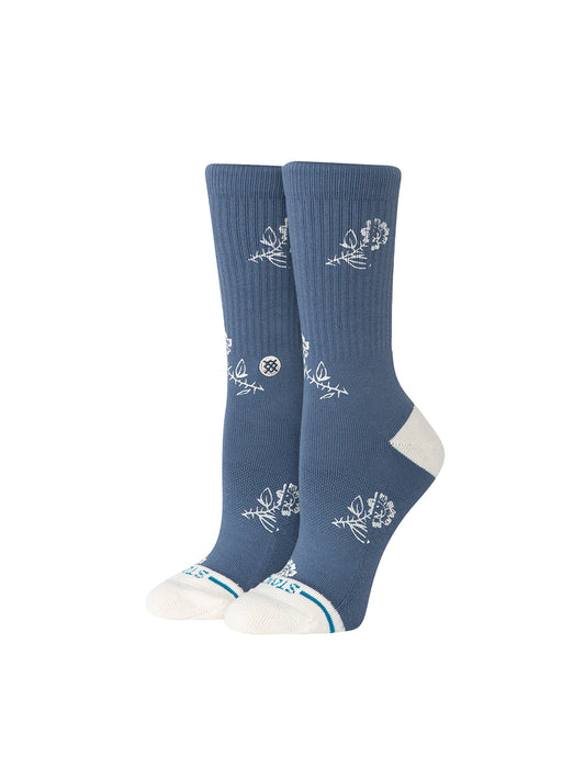 Petite Bloom Crew Socks - Sea Blue