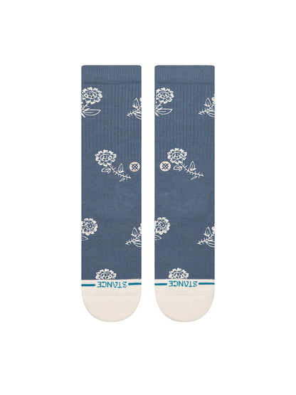 Petite Bloom Crew Socks - Sea Blue