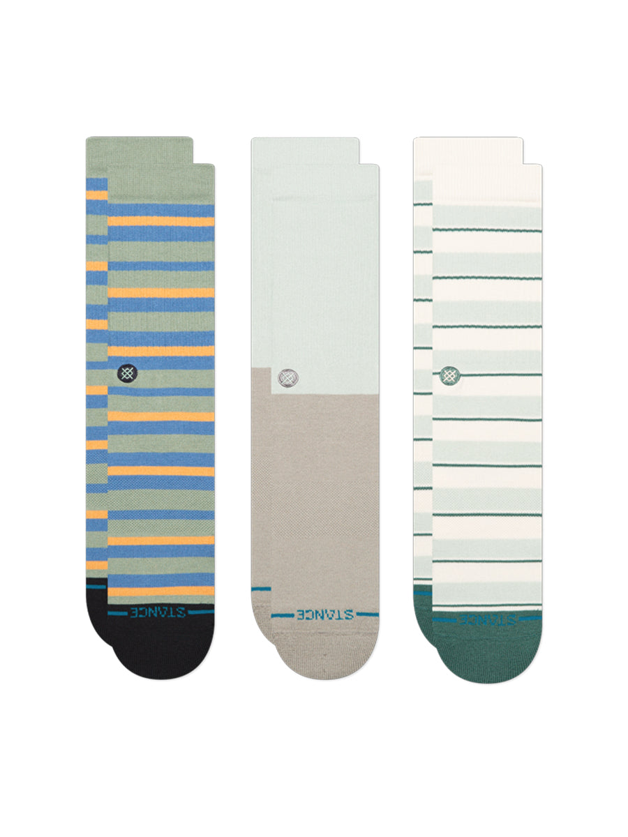 Prep Stripe 3-Pack Crew Socks - Pale Blue