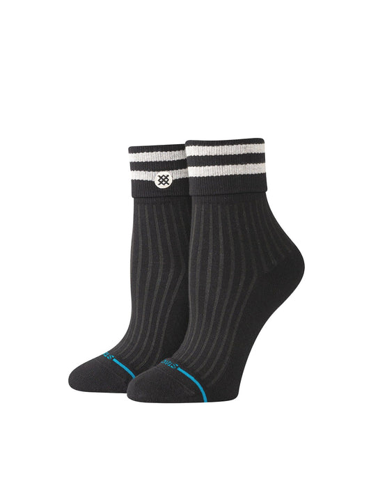 Roll Cuff Quarter Socks - Black