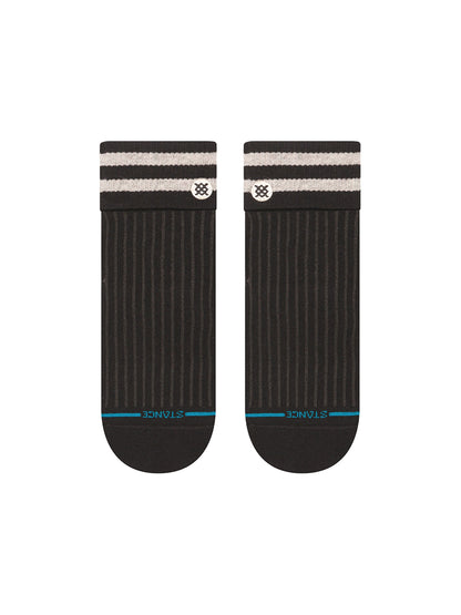 Roll Cuff Quarter Socks - Black