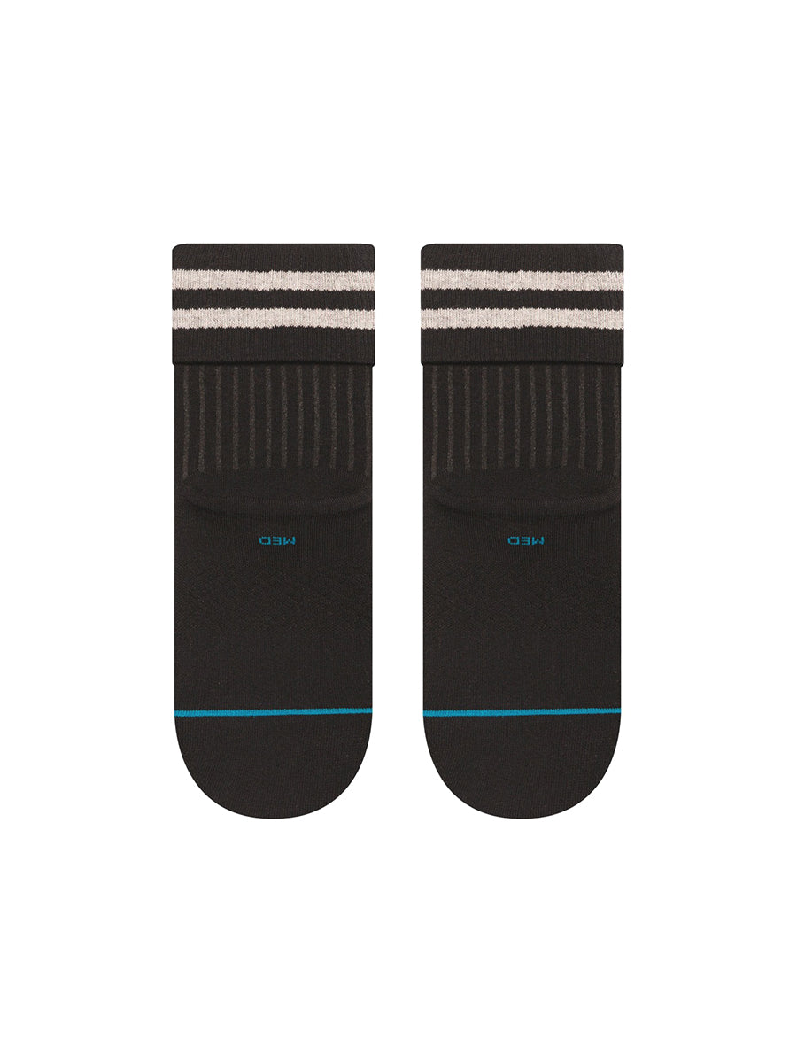 Roll Cuff Quarter Socks - Black