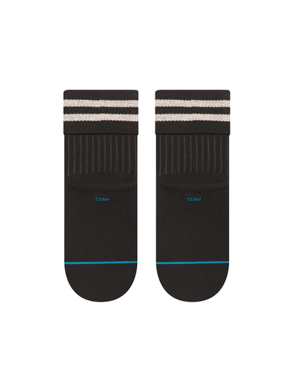 Roll Cuff Quarter Socks - Black