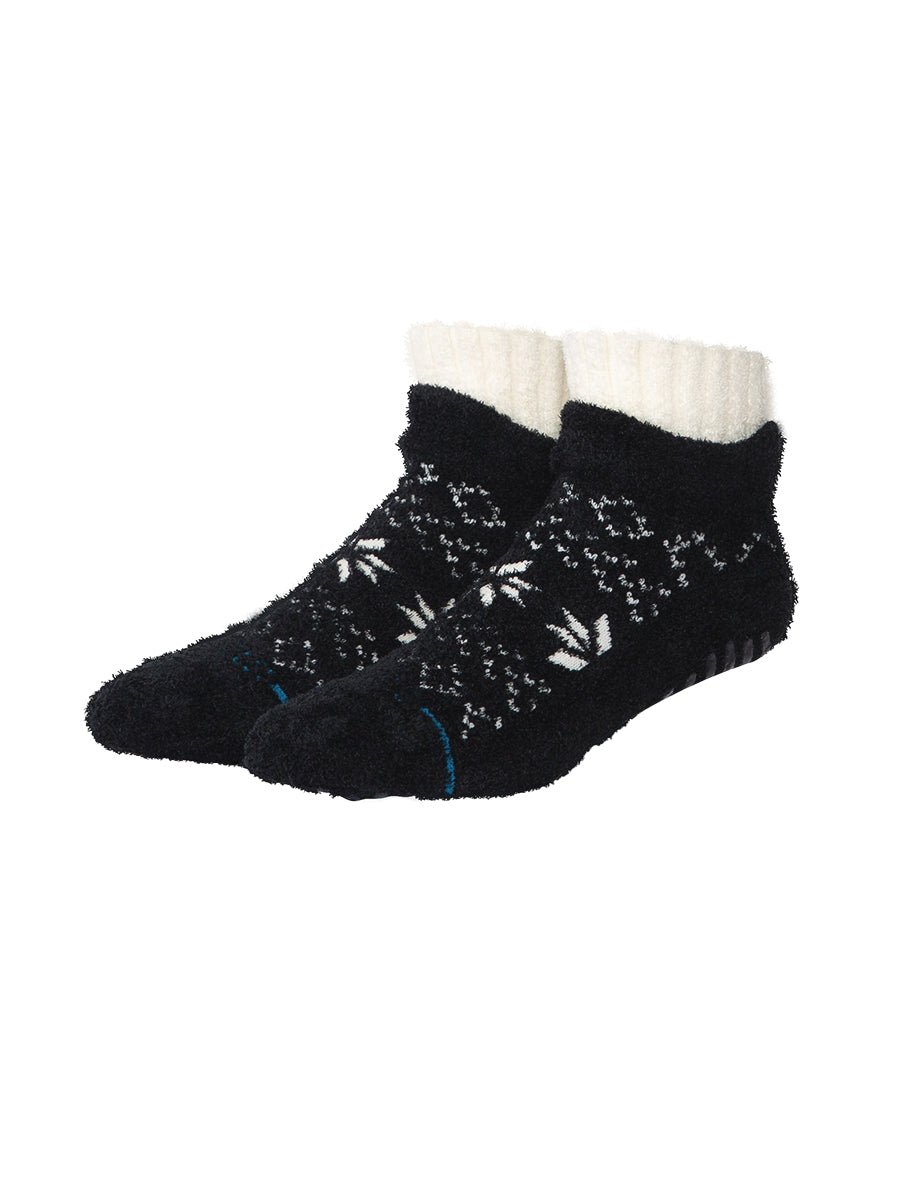 Snowflake Cozy Slipper Socks - Black