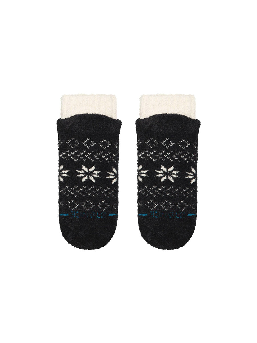 Snowflake Cozy Slipper Socks - Black