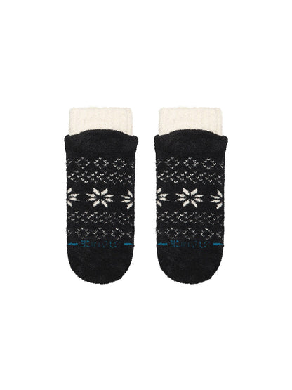 Snowflake Cozy Slipper Socks - Black