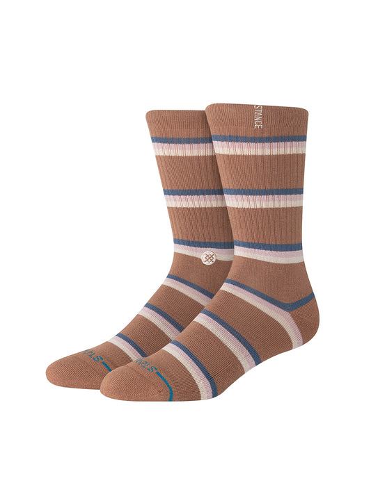 Strata Striped Crew Socks - Brown