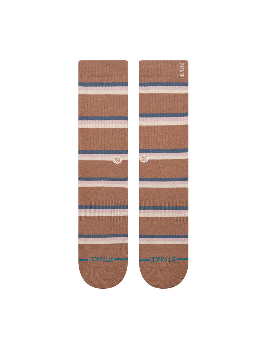 Strata Striped Crew Socks - Brown