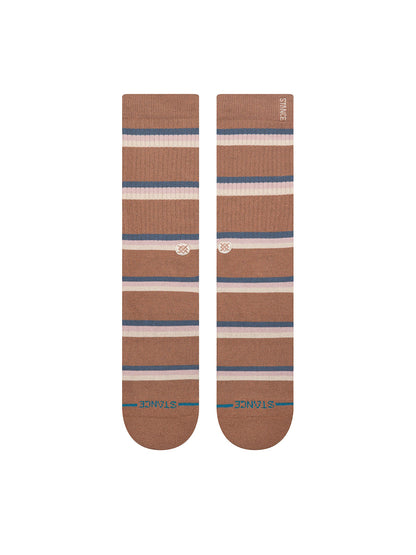 Strata Striped Crew Socks - Brown