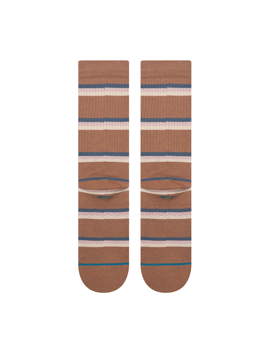 Strata Striped Crew Socks - Brown