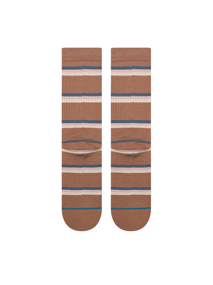 Strata Striped Crew Socks - Brown
