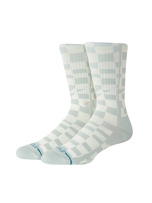 Wave Check Crew Socks - Pale Blue