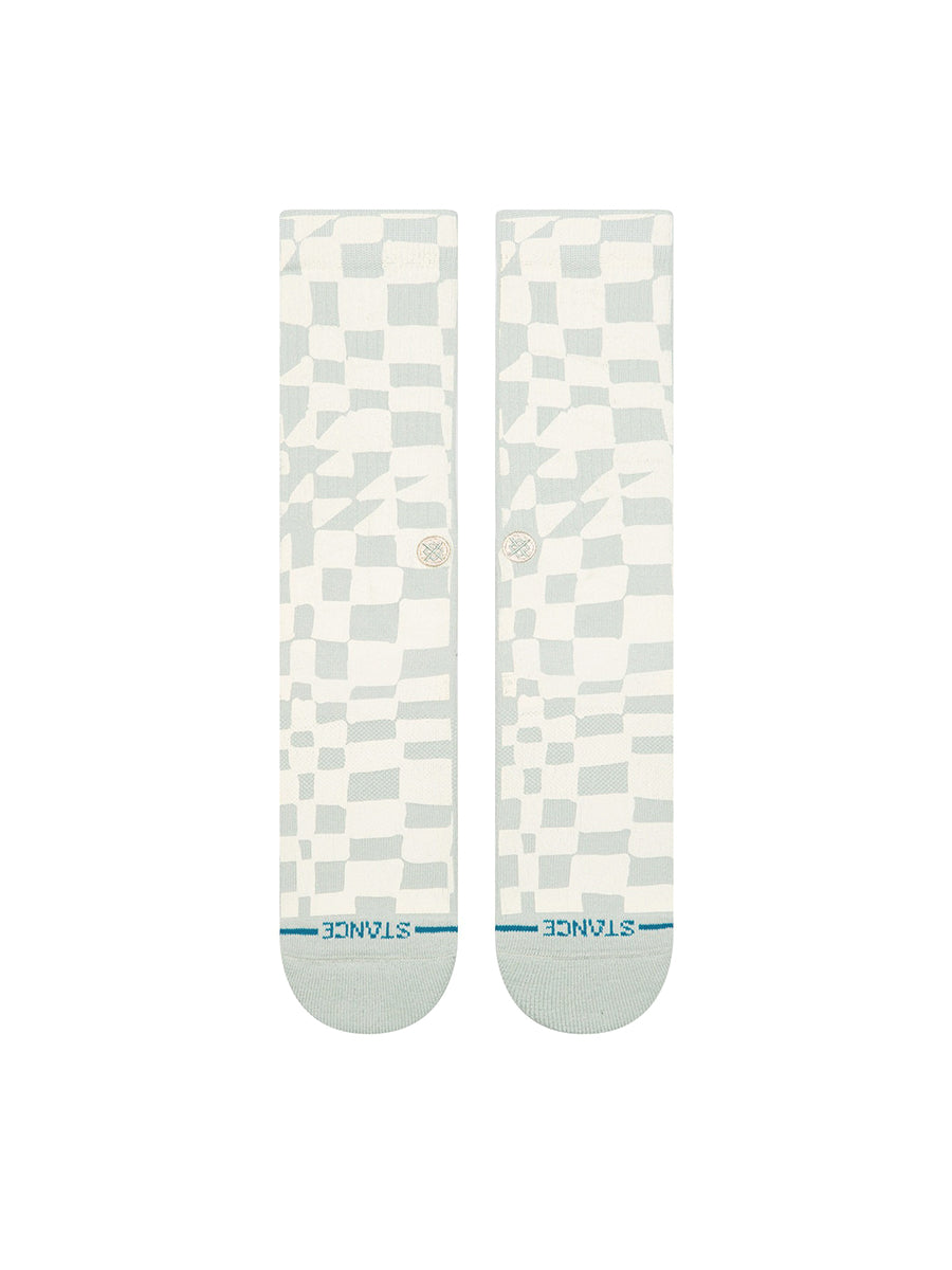 Wave Check Crew Socks - Pale Blue
