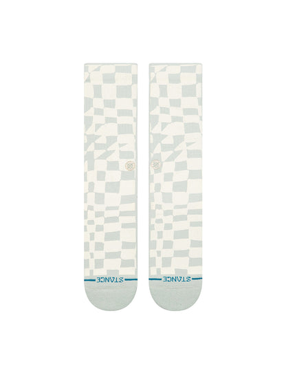 Wave Check Crew Socks - Pale Blue