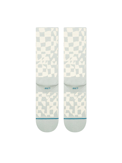 Wave Check Crew Socks - Pale Blue